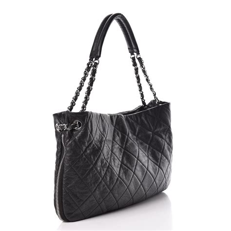 chanel caviar quilted expandable zip shoulder bag black|CHANEL Caviar Quilted Expandable Zip Shoulder Bag Black.